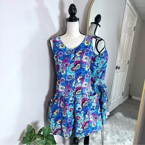 Bryn Conkelly Vintage 80s Floral Button Romper With Pockets